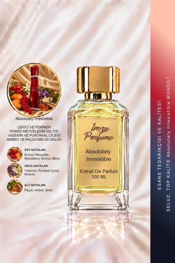 Absolutely Irresistible Muadili | Kırmızı Meyveler – Yasemin – Amber – Sedir Ağacı | Meyvemsi Çiçeksi Kadın Extrait De Parfum