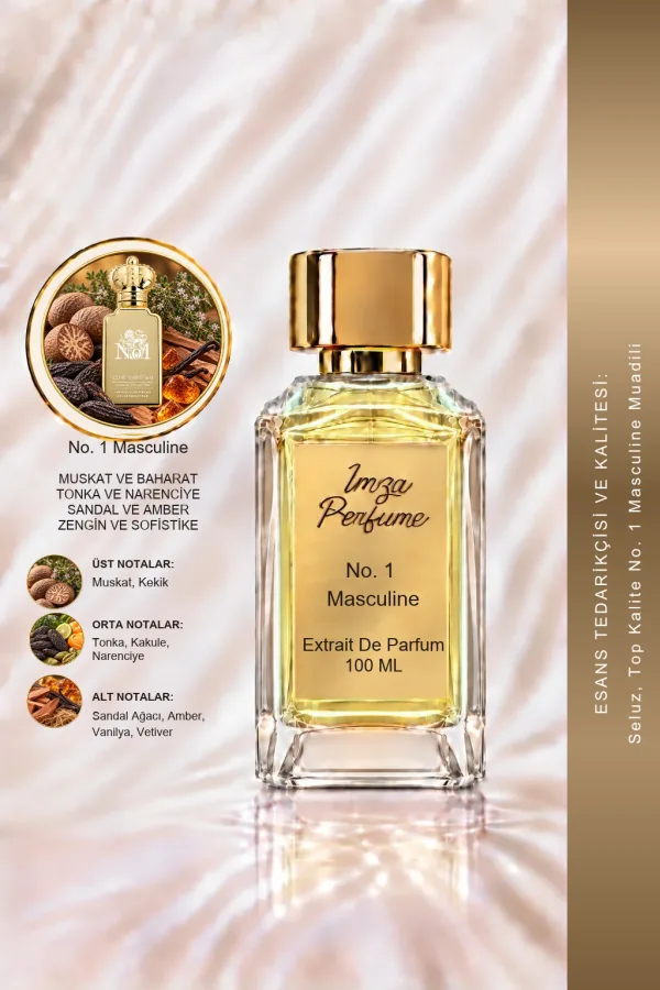 No. 1 Masculine Muadili | Kakule – Muskat – Sandal Ağacı – Vanilya | Amber Odunsu Erkek Extrait De Parfum